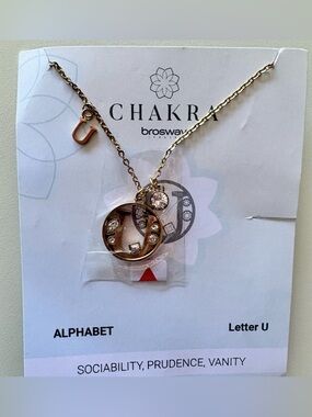 Brosway Chakra Capsule Alphabet Necklace Letter “U” Stainless Steel Brand New